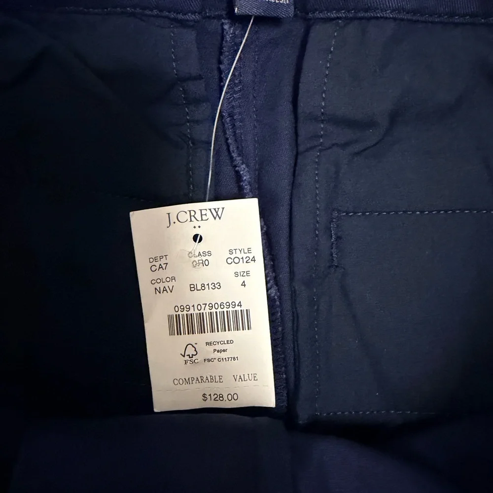 J. Crew navy khakis with belt wide legs size 4 NWT